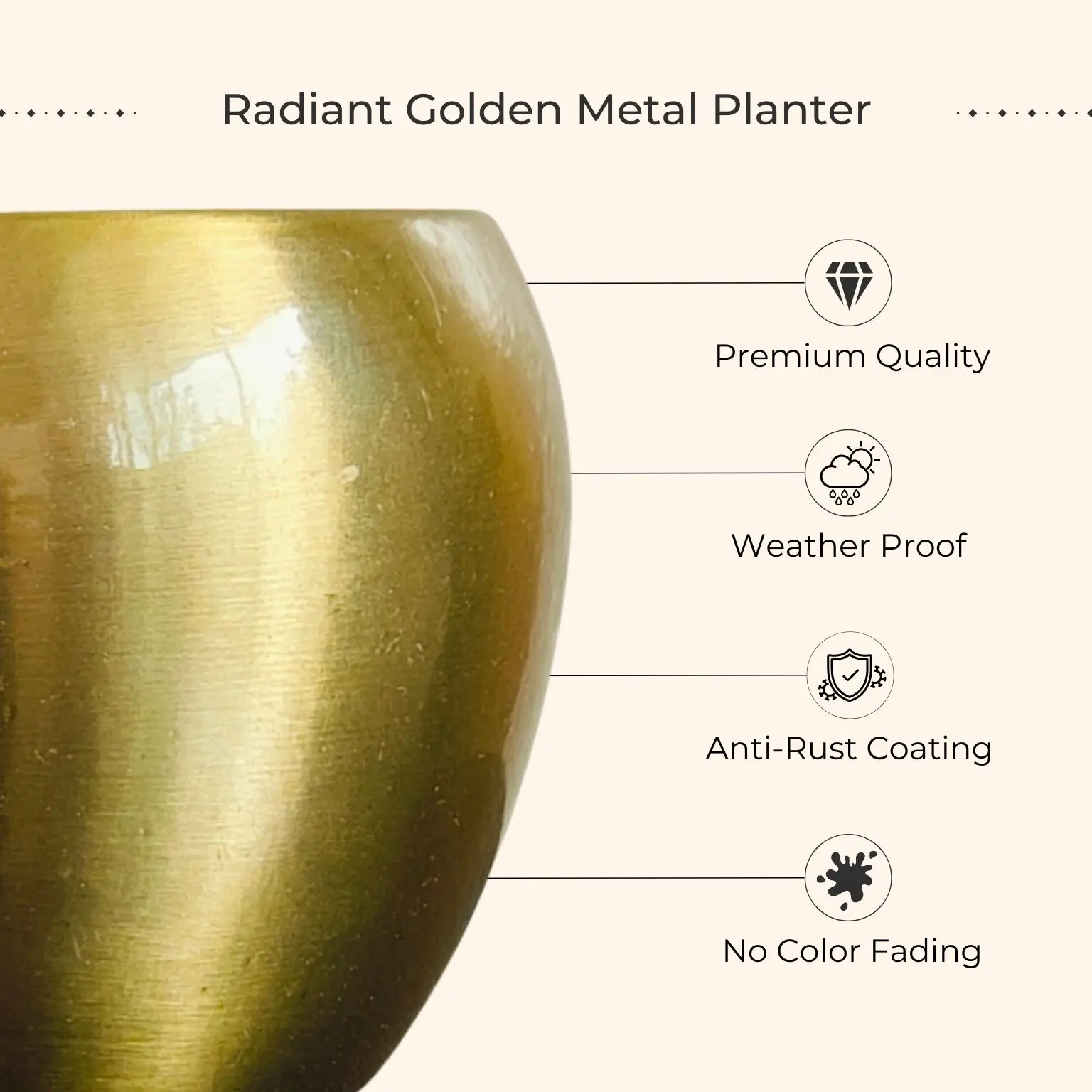 Money Plant Golden (Small) in Golden Metal Pot - Image 3