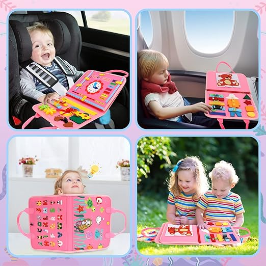 Montessori Busy Book For Age3+ (Pink) – Interactive Sensory Activities for Toddlers - Image 3