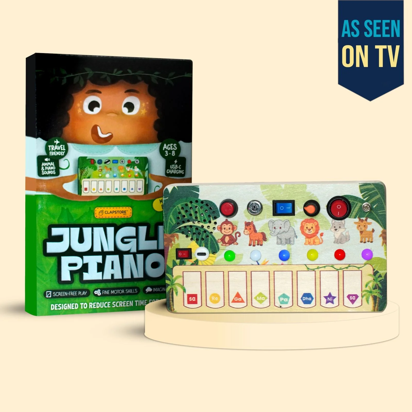 Montessori Jungle Piano-V10: 5-in-1 Wooden Musical Busy Board for Toddlers - Image 19
