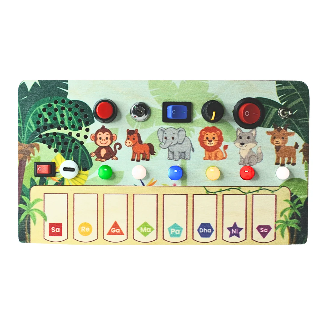 Montessori Jungle Piano-V10: 5-in-1 Wooden Musical Busy Board for Toddlers - Image 8