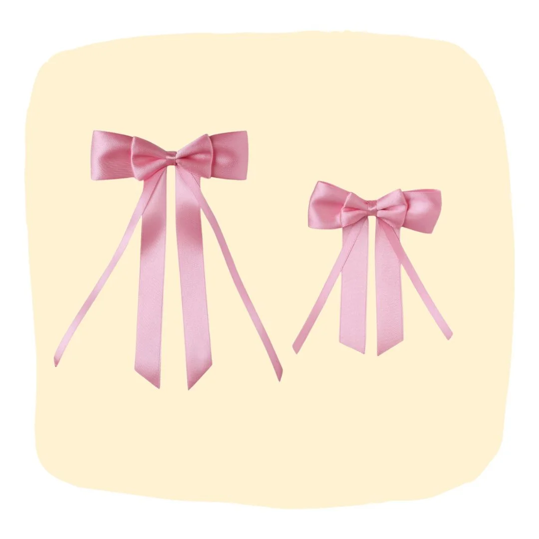 Mother Daughter Matching Satin Silk Ribbon Hair Bows