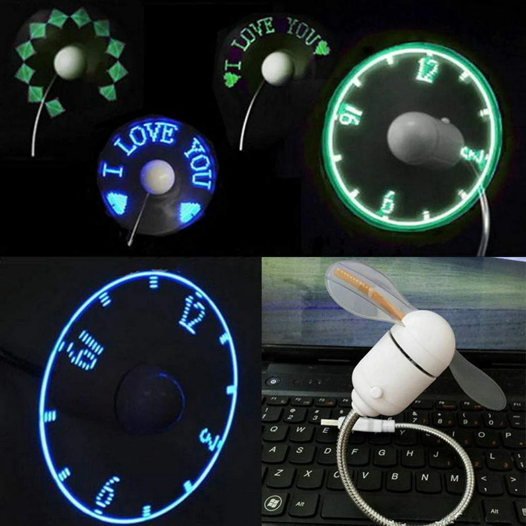 MsgFan: USB Powered LED Fan with Custom Message Programmable Display & Flexible Gooseneck, Ideal for Romantic, Cute Messages & Gifting with Clock - Image 4