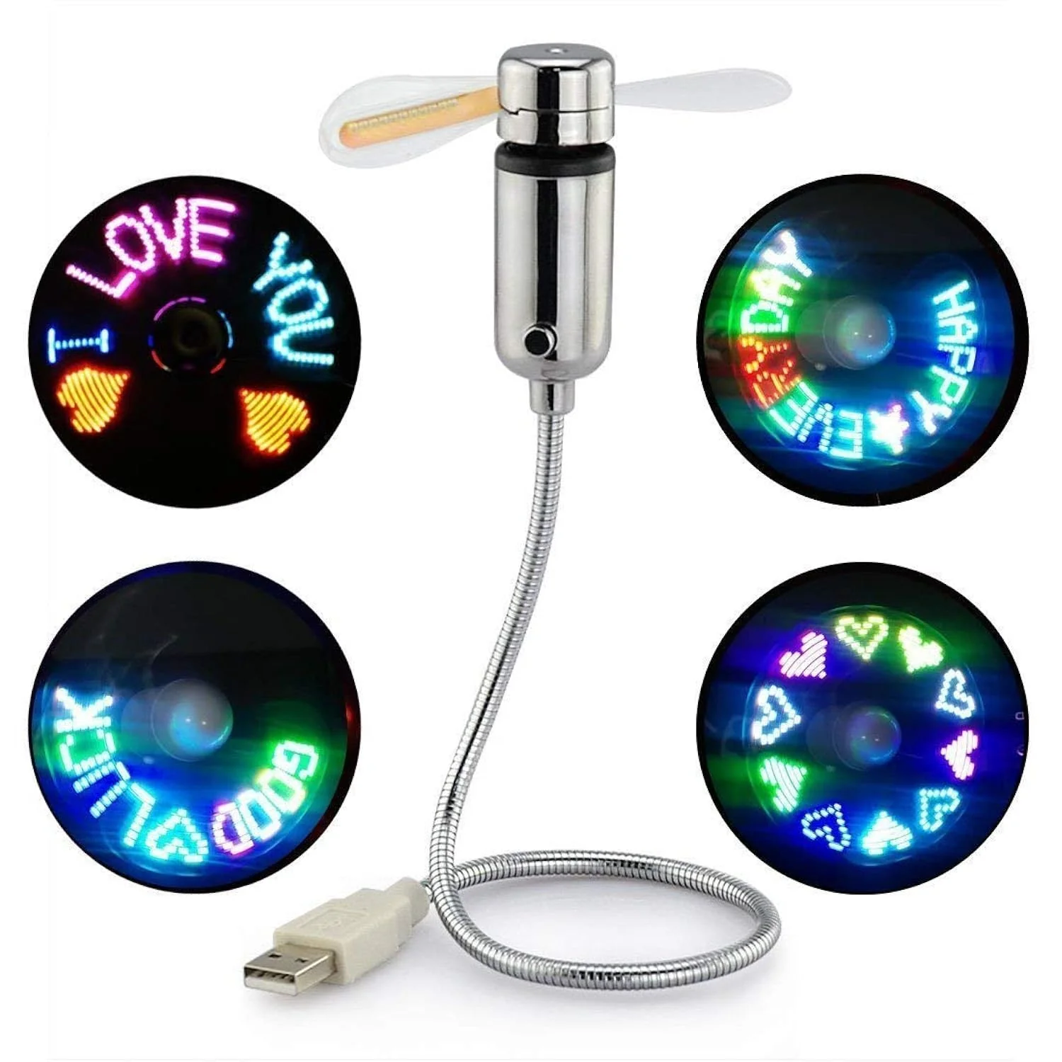 MsgFan: USB Powered LED Fan with Custom Message Programmable Display & Flexible Gooseneck, Ideal for Romantic, Cute Messages & Gifting with Clock - Image 9