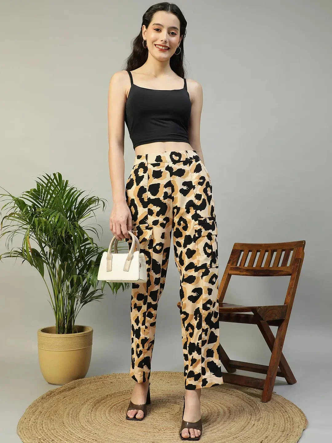 Multicolor Animal Print Elasticated Crargo Style Women Pant - Image 8
