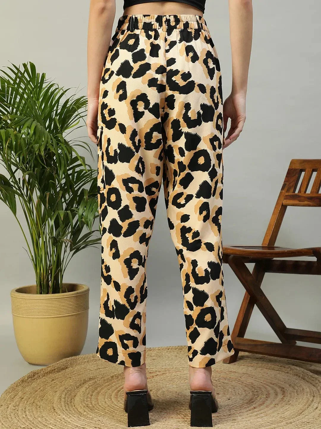 Multicolor Animal Print Elasticated Crargo Style Women Pant - Image 5