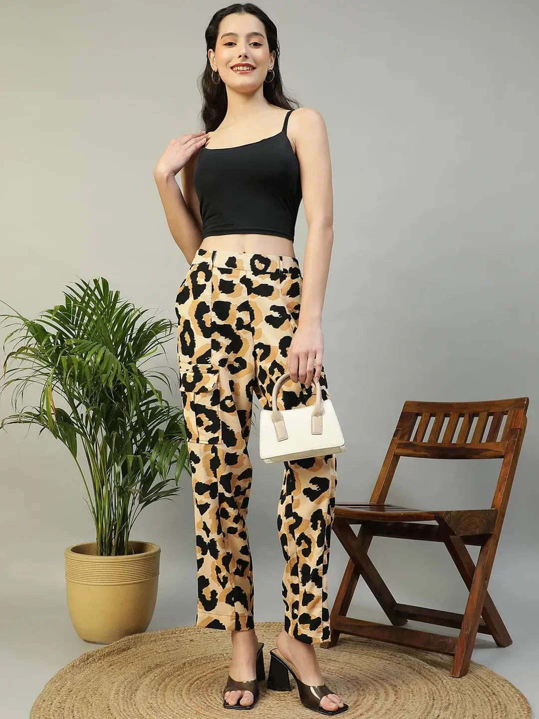 Multicolor Animal Print Elasticated Crargo Style Women Pant - Image 7