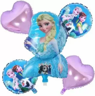 Multicolor Cartoon Frozen Themed Foil Balloon (Pack of 5)