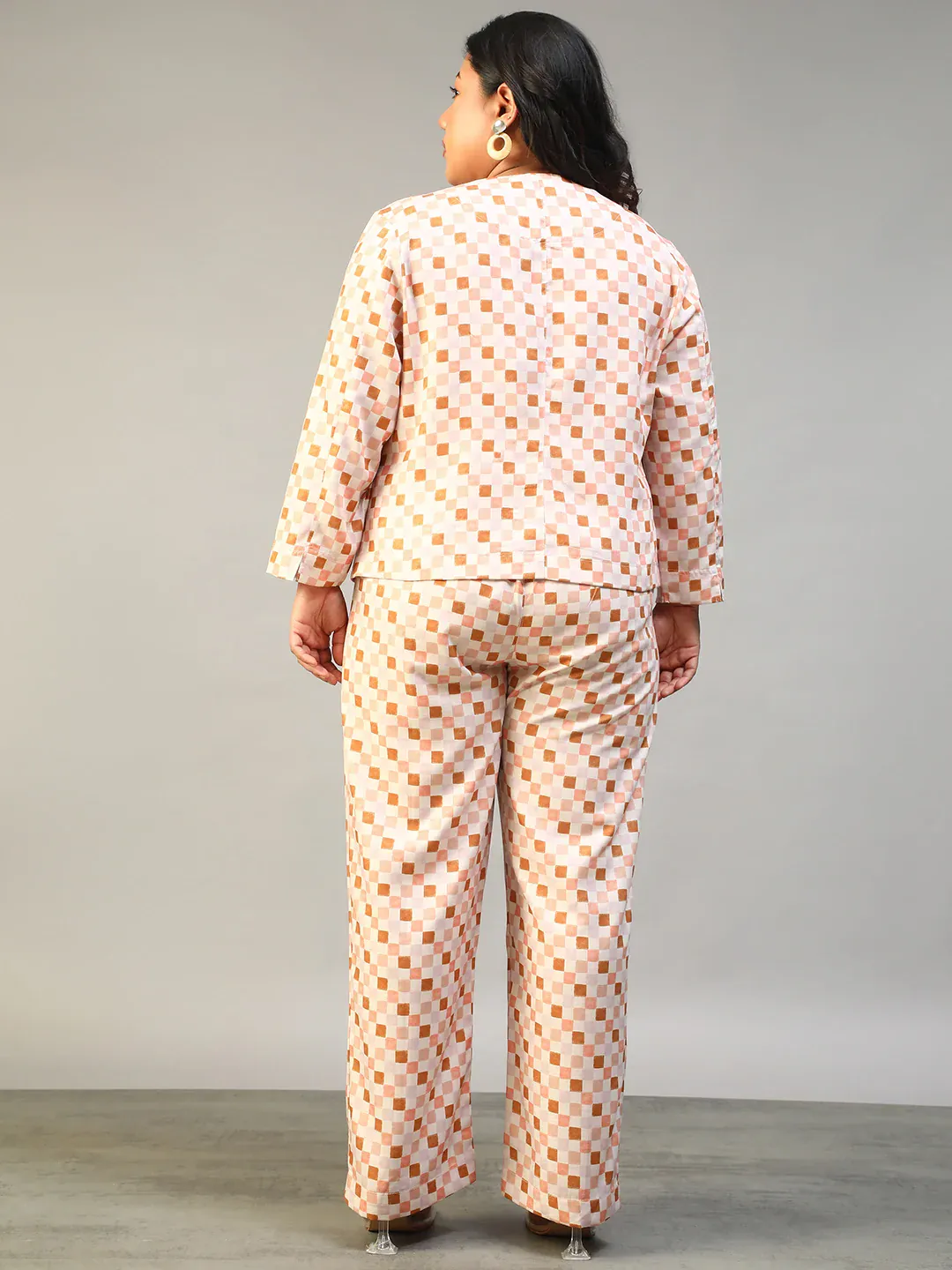 Multicolor Check Plus Size Women's Co-Ord Set - Image 3