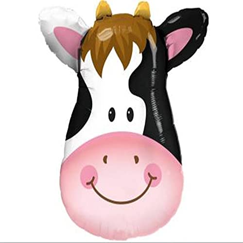 Multicolor Cow Head Jungle Theme Foil Balloon (28 Inch Approx)