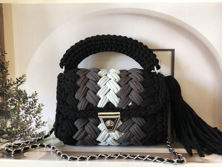 Multicolor Crochet Handbag black