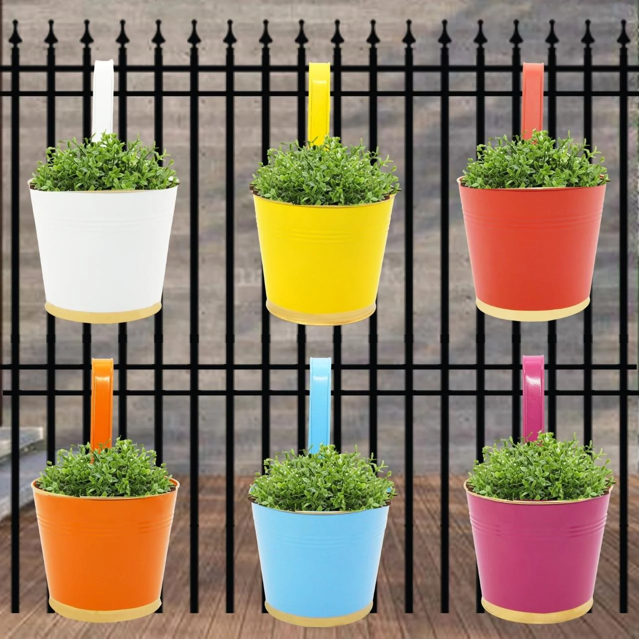 Multicolor Railing Planter for Stylish Outdoor Charm