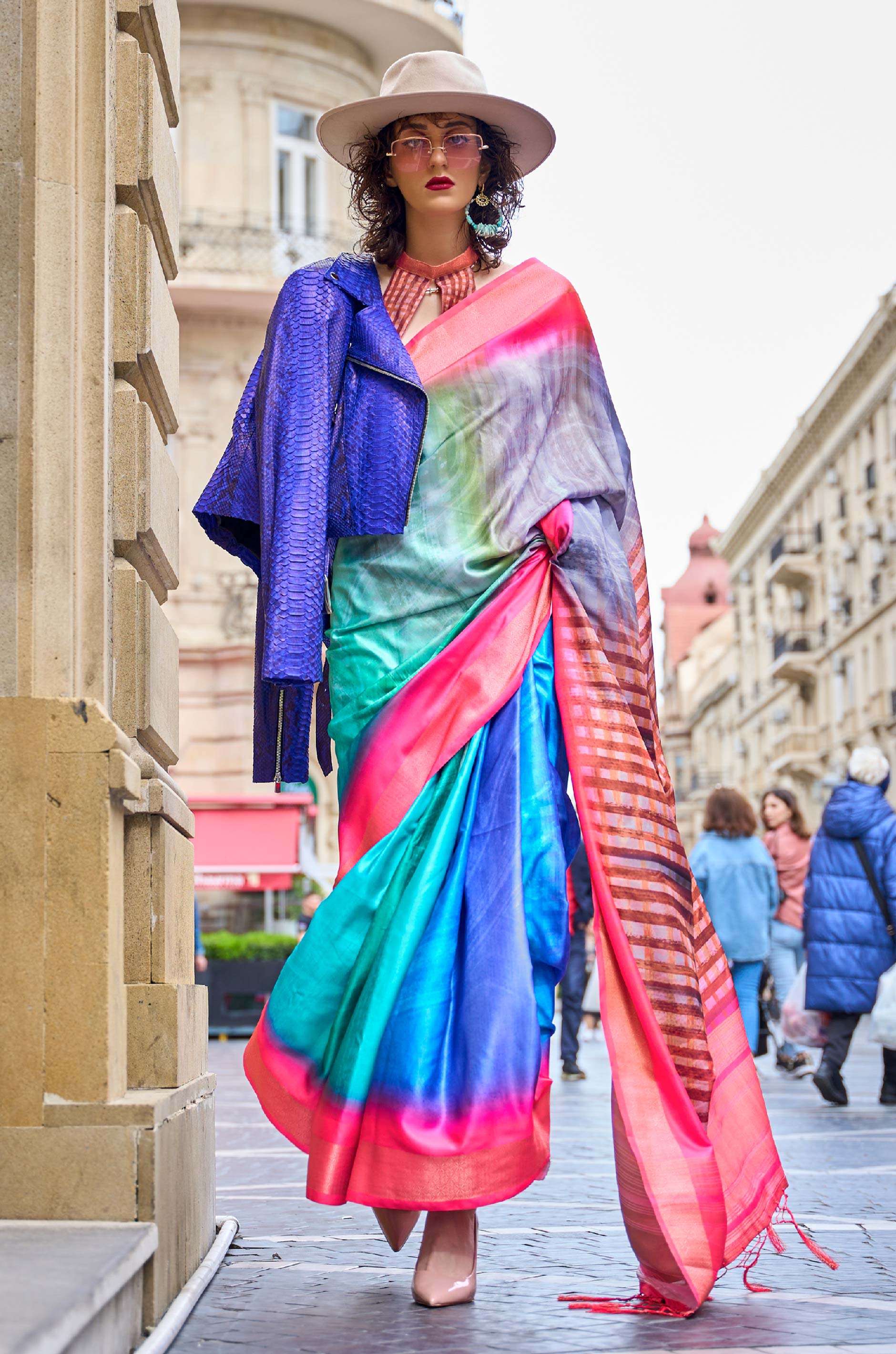 Multicolour Fusion Gaji Silk Saree