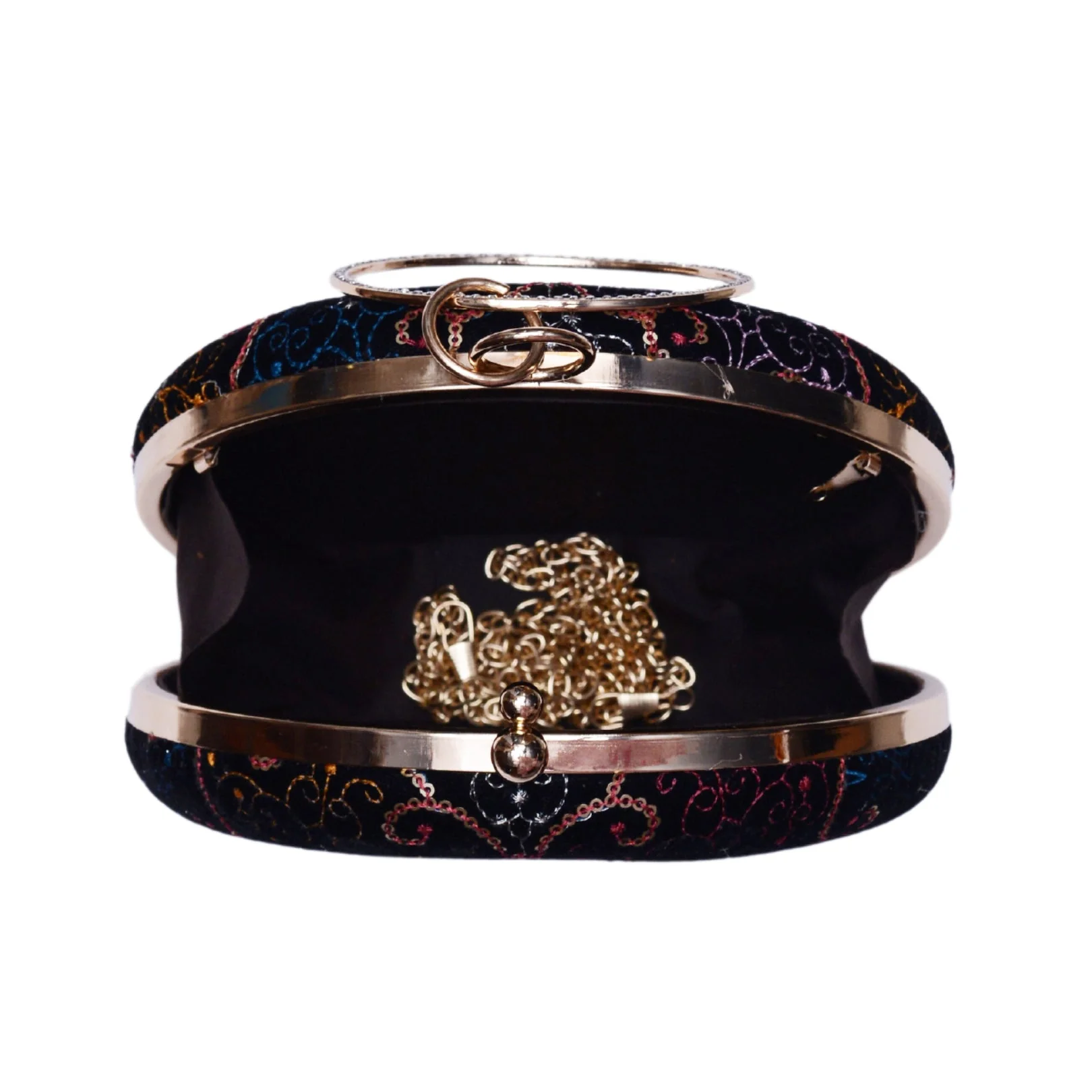 MultiColour Sequin Embroidered Round Clutch - Image 4
