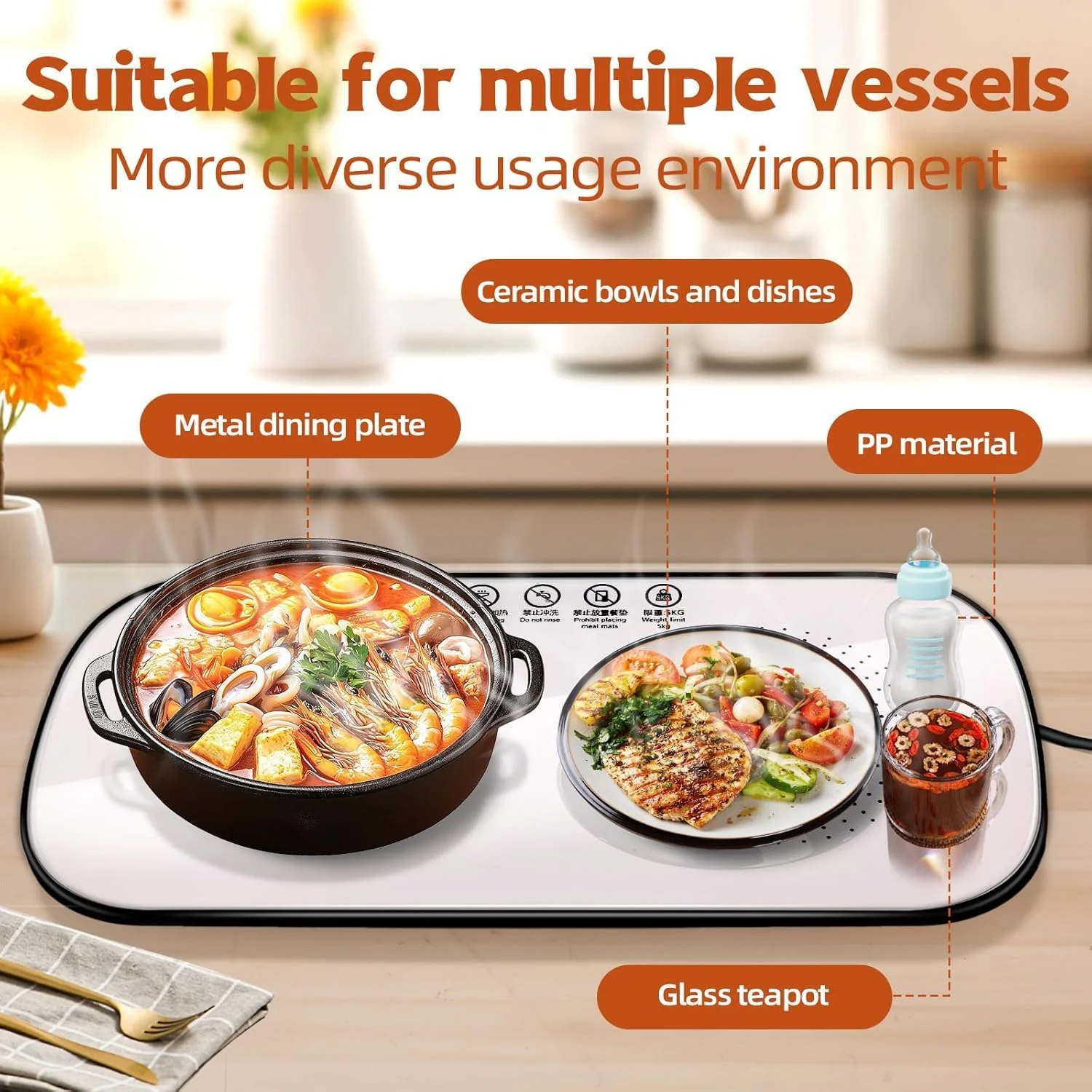 Multifunctional Electric Food Heating Glass Tray - Image 10