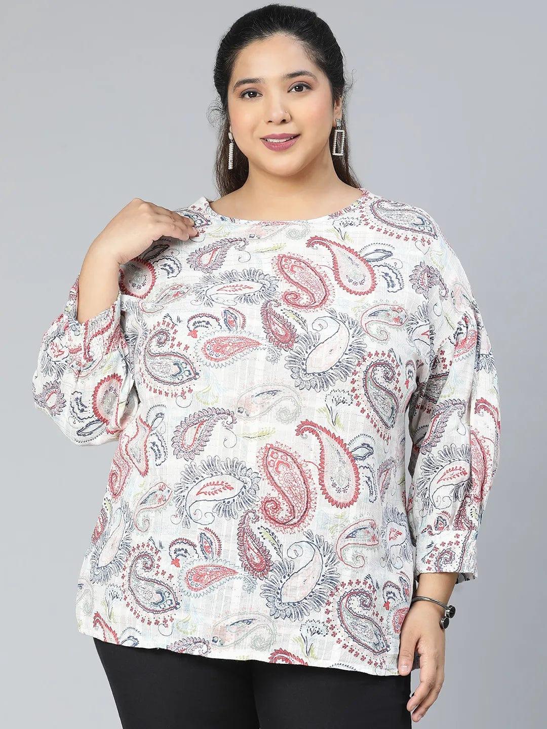 Multihued Printed Plus Size Casual Top - Image 2