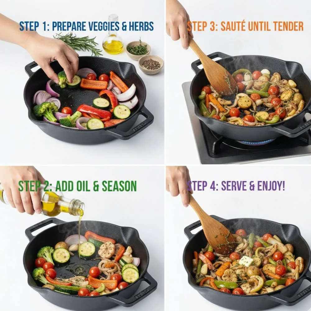 Mumma’s Life Cast Iron Cookware Set (3-Piece Combo) – Dosa Tawa (30.5 cm), Deep Kadai (2.3L) & Fry Pan (1.4L) | Pre-Seasoned, Naturally Non-Stick & Toxin-Free Heavy Duty Kitchen Set (Black) - Image 17