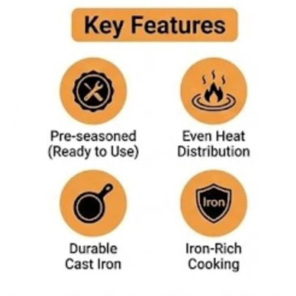 Mumma’s Life Cast Iron Cookware Set (3-Piece Combo) – Dosa Tawa (30.5 cm), Deep Kadai (2.3L) & Fry Pan (1.4L) | Pre-Seasoned, Naturally Non-Stick & Toxin-Free Heavy Duty Kitchen Set (Black) - Image 20