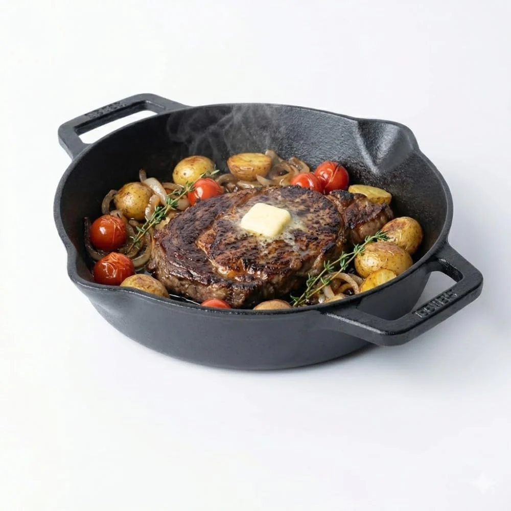 Mumma’s Life Cast Iron Cookware Set (3-Piece Combo) – Dosa Tawa (30.5 cm), Deep Kadai (2.3L) & Fry Pan (1.4L) | Pre-Seasoned, Naturally Non-Stick & Toxin-Free Heavy Duty Kitchen Set (Black) - Image 7