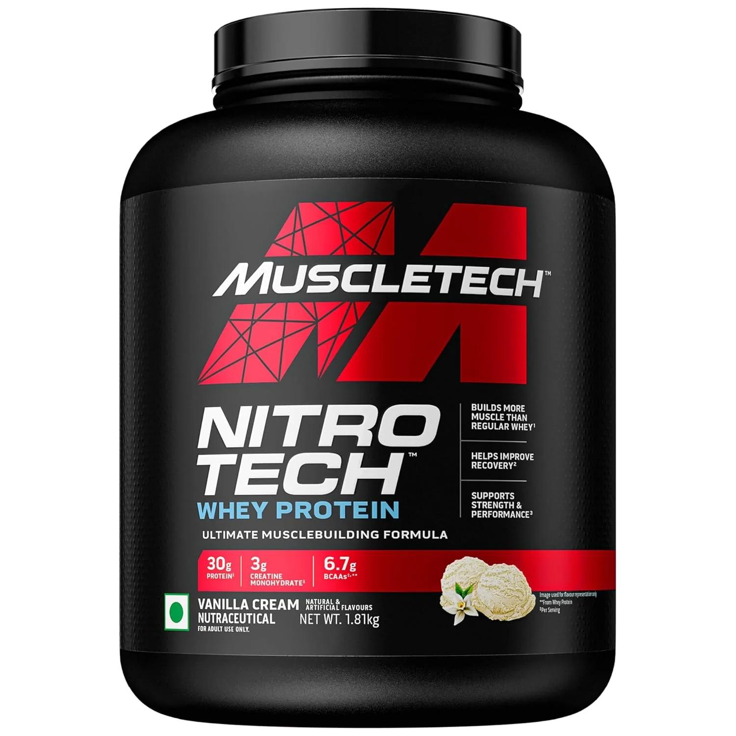 MuscleTech Nitro-Tech Whey Protein,Cookies, 30G Protein,3G Creatine Monohydrate,6.7G Bcaa,Ultimate Muscle Building Formula,Increase Strength & Performance,40 Servings - Image 18