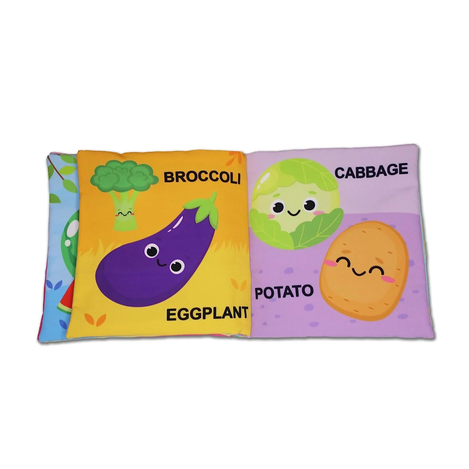 My First Fruit & Vegetables Cloth Book with Squeaker and Crinkle Paper Cloth Books for Toddler Kids - Image 6
