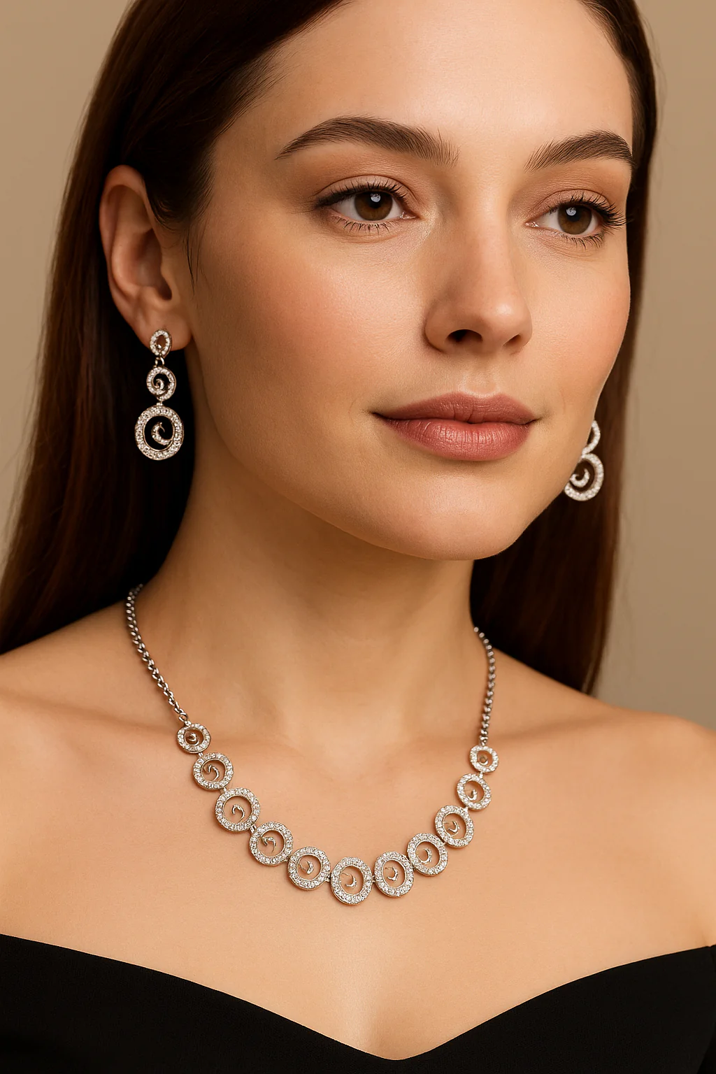 Myla CZ Designer Necklace Set - Sparkling Elegance American Diamond Necklace - Image 2