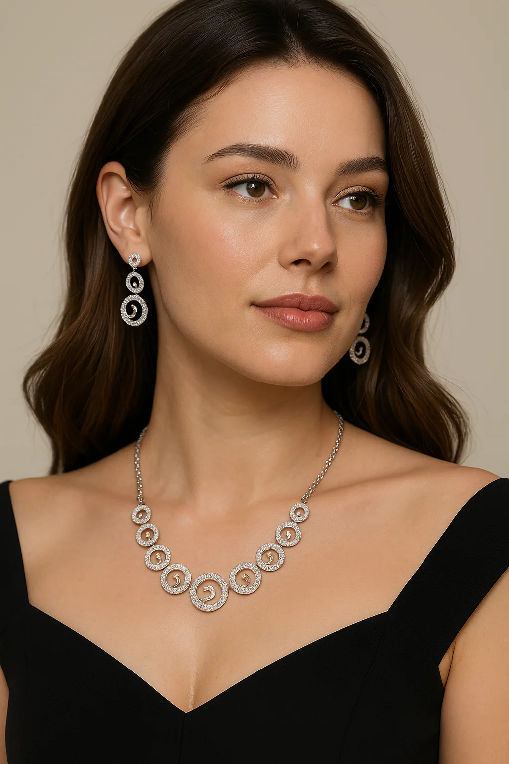 Myla CZ Designer Necklace Set - Sparkling Elegance American Diamond Necklace - Image 3