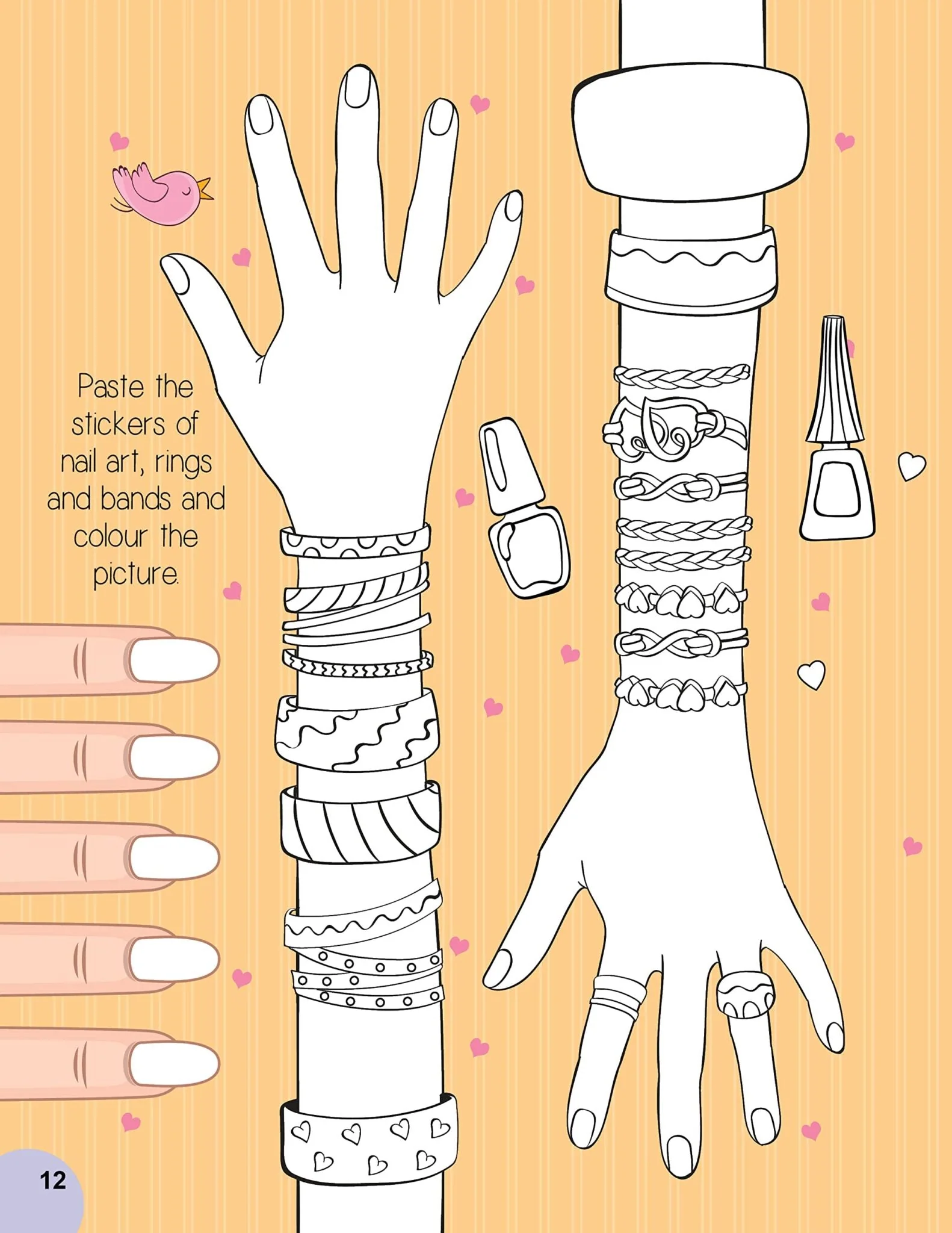 Nail Art and Hair Style Colouring and Sticker Activity Book for Kids Age 3 -6 years- Create and Colour Your Own Nail Art with 100+ Glitter Stickers - Image 4
