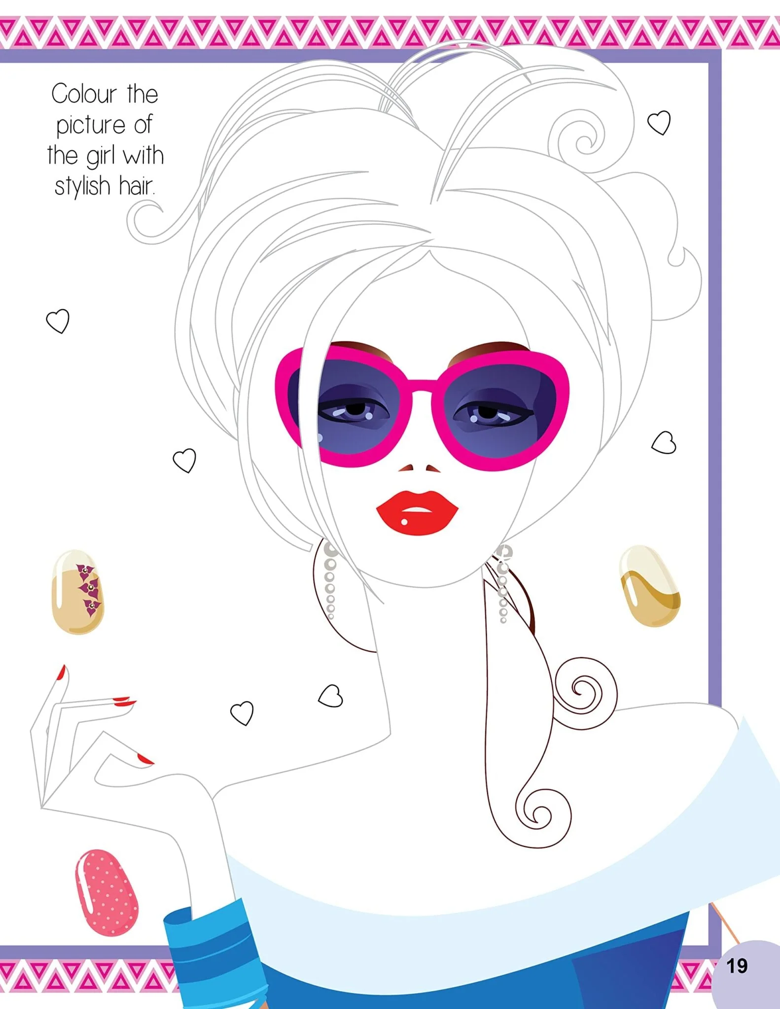 Nail Art and Hair Style Colouring and Sticker Activity Book for Kids Age 3 -6 years- Create and Colour Your Own Nail Art with 100+ Glitter Stickers - Image 5