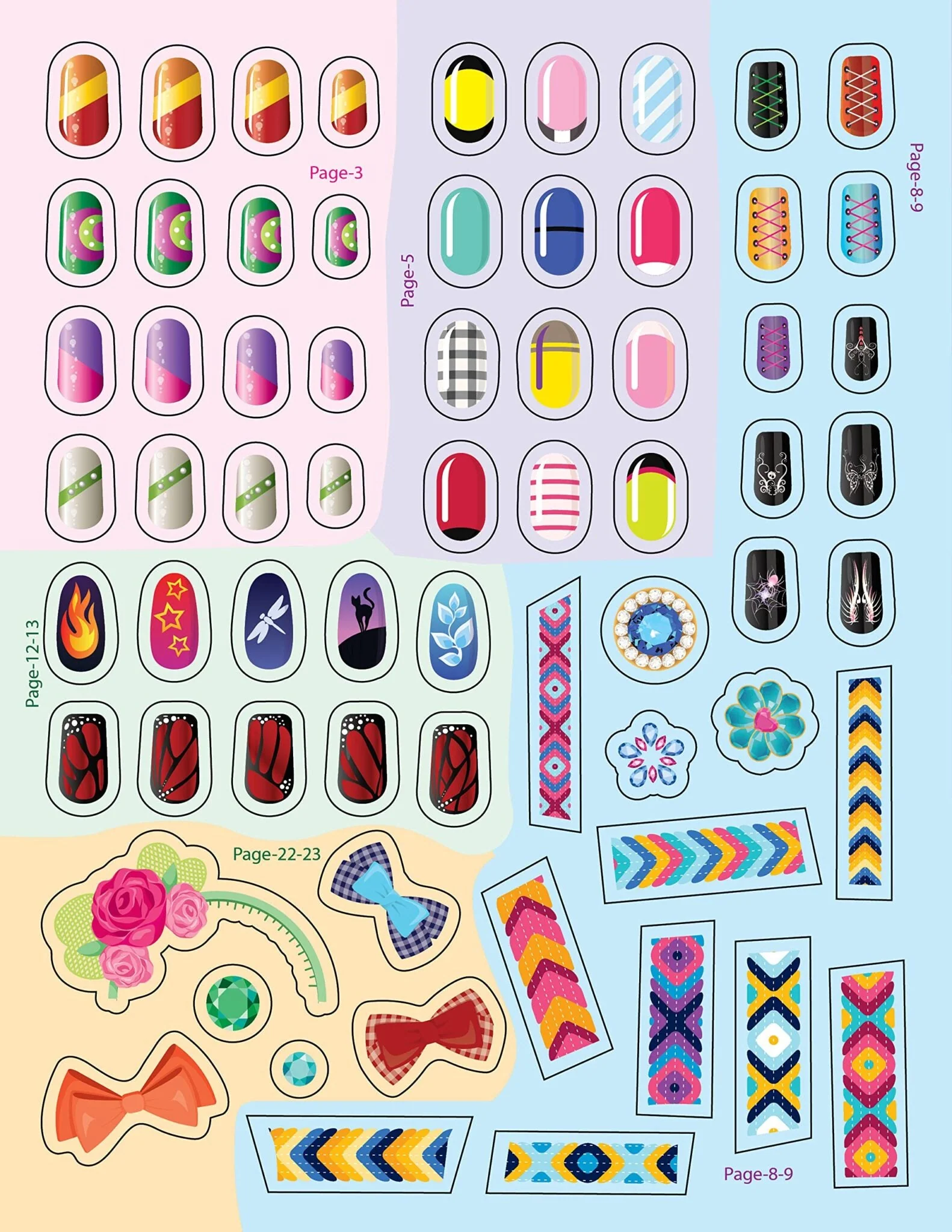 Nail Art and Hair Style Colouring and Sticker Activity Book for Kids Age 3 -6 years- Create and Colour Your Own Nail Art with 100+ Glitter Stickers - Image 9