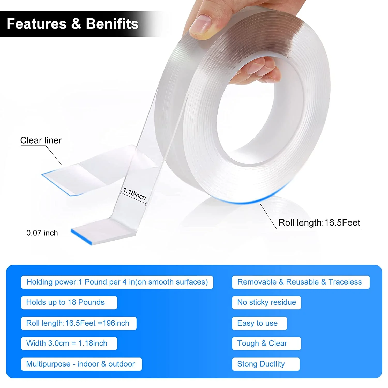 Nano Double Sided Tape Transparent 02 Pcs - Image 6