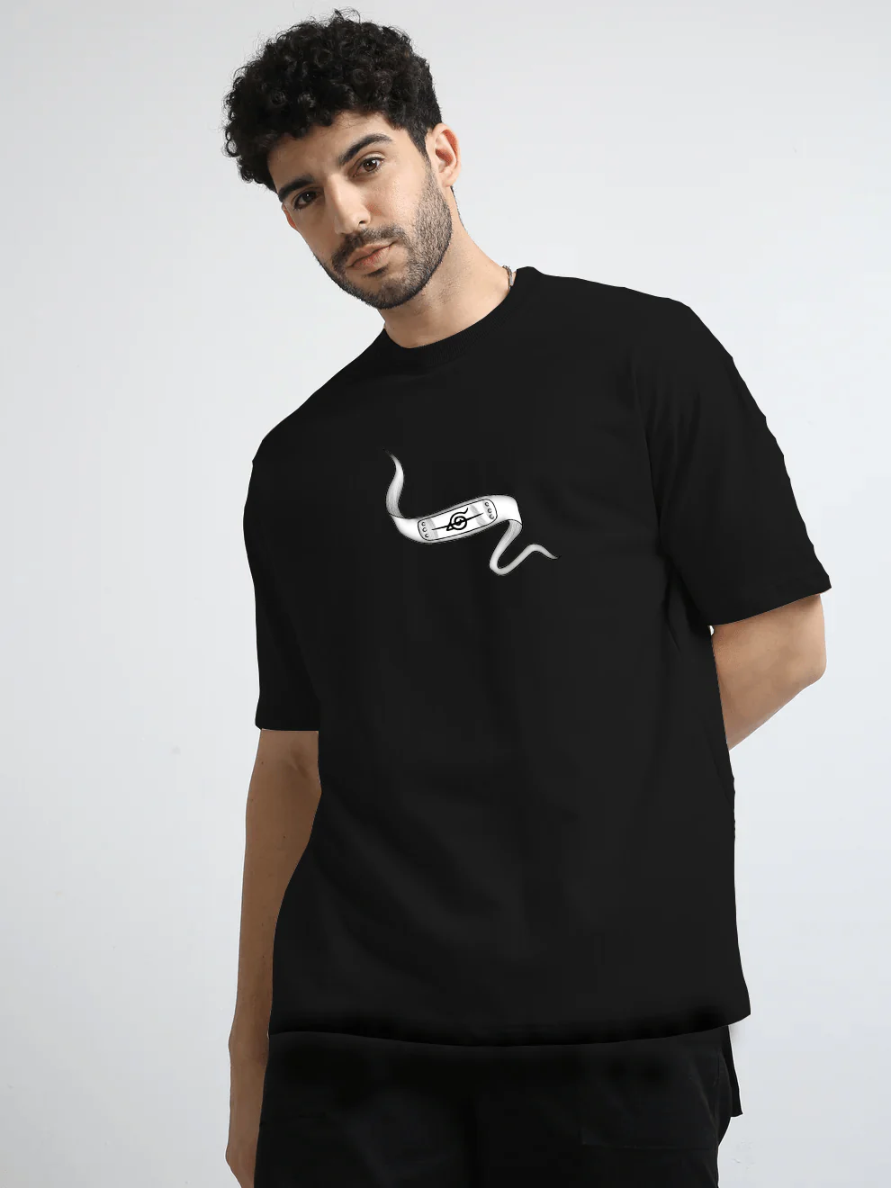 Naruto Headband Black Oversize T-Shirt - Image 7