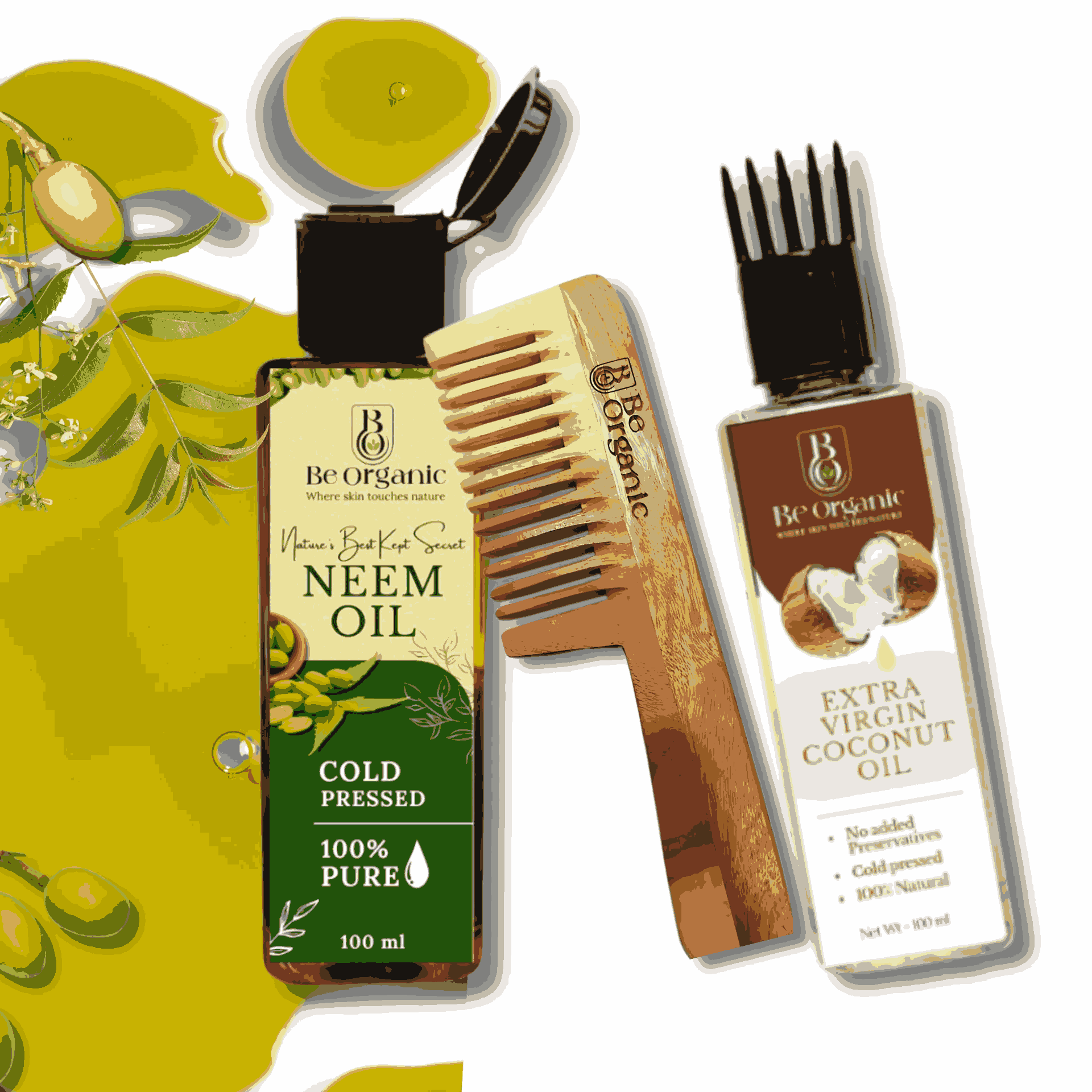 Natural Hair and Scalp Care Combo – Neem Oil, Virgin Coconut Oil & Neem Comb | Be Organic - Image 7
