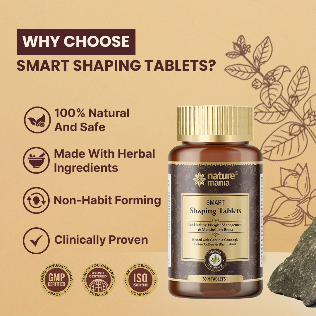 Nature Mania Smart Shaping Tablets -60N | Weight Management | Fat Burner | Men & Women - Image 6