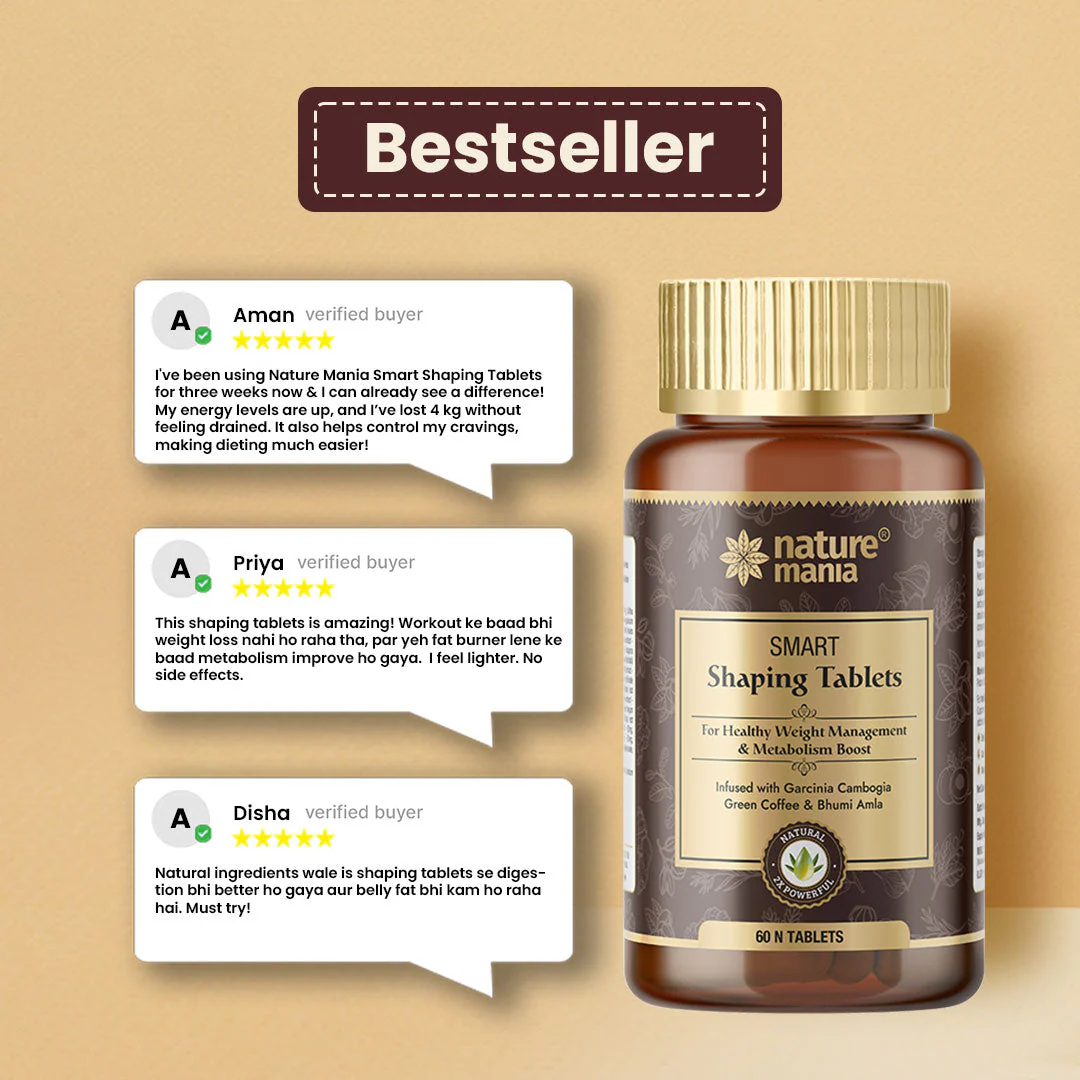 Nature Mania Smart Shaping Tablets -60N | Weight Management | Fat Burner | Men & Women - Image 7