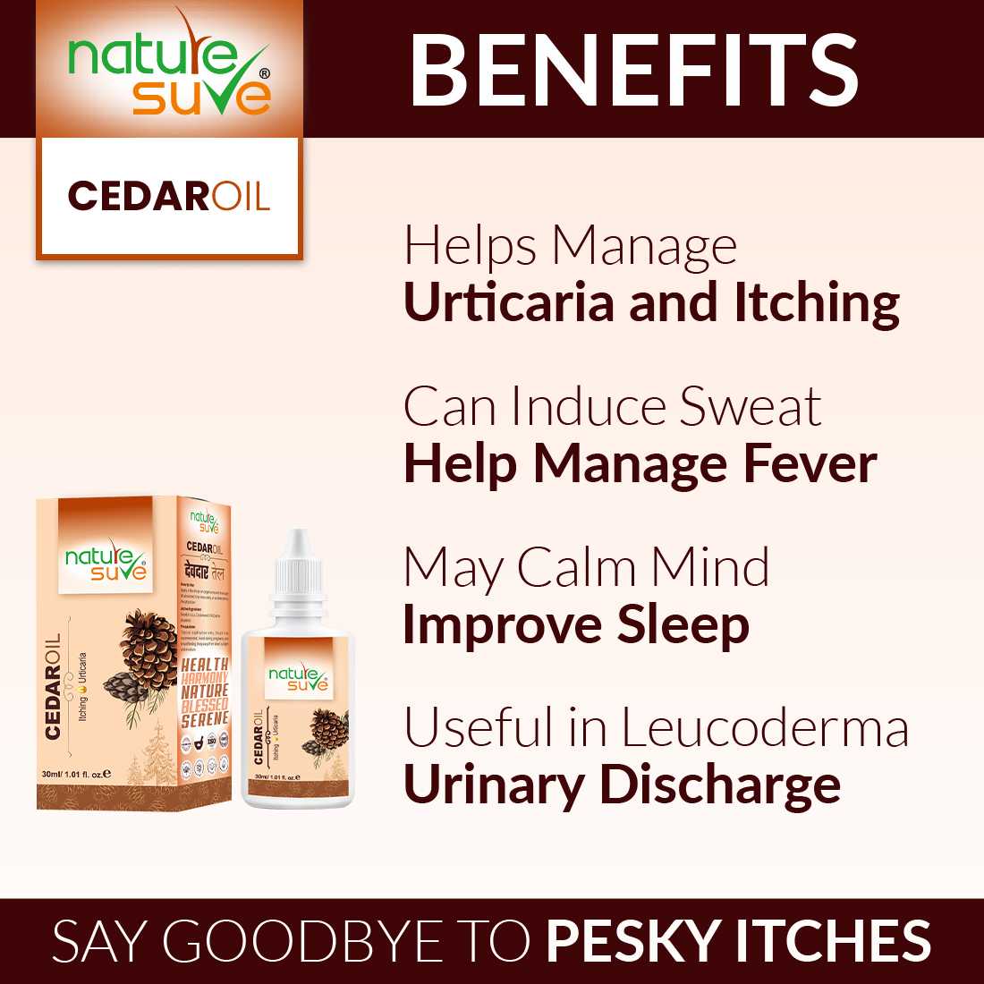 Nature Sure Cedar Oil Deodar Oil for Itching and Urticaria in Men & Women - 30ml - Image 2