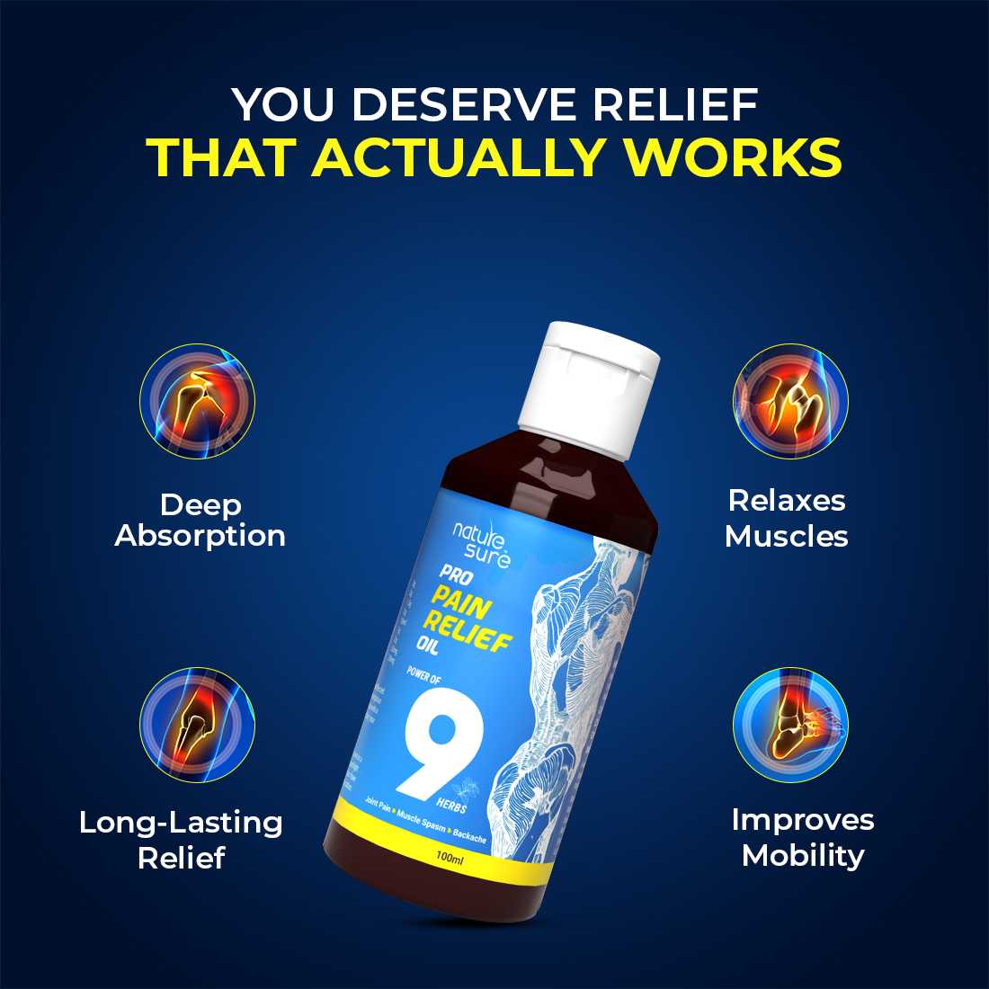 Nature Sure Pro Pain Relief Oil Ayurvedic Formula for Joint Pain, Muscle Spasm and Backache - 100ml - Image 5