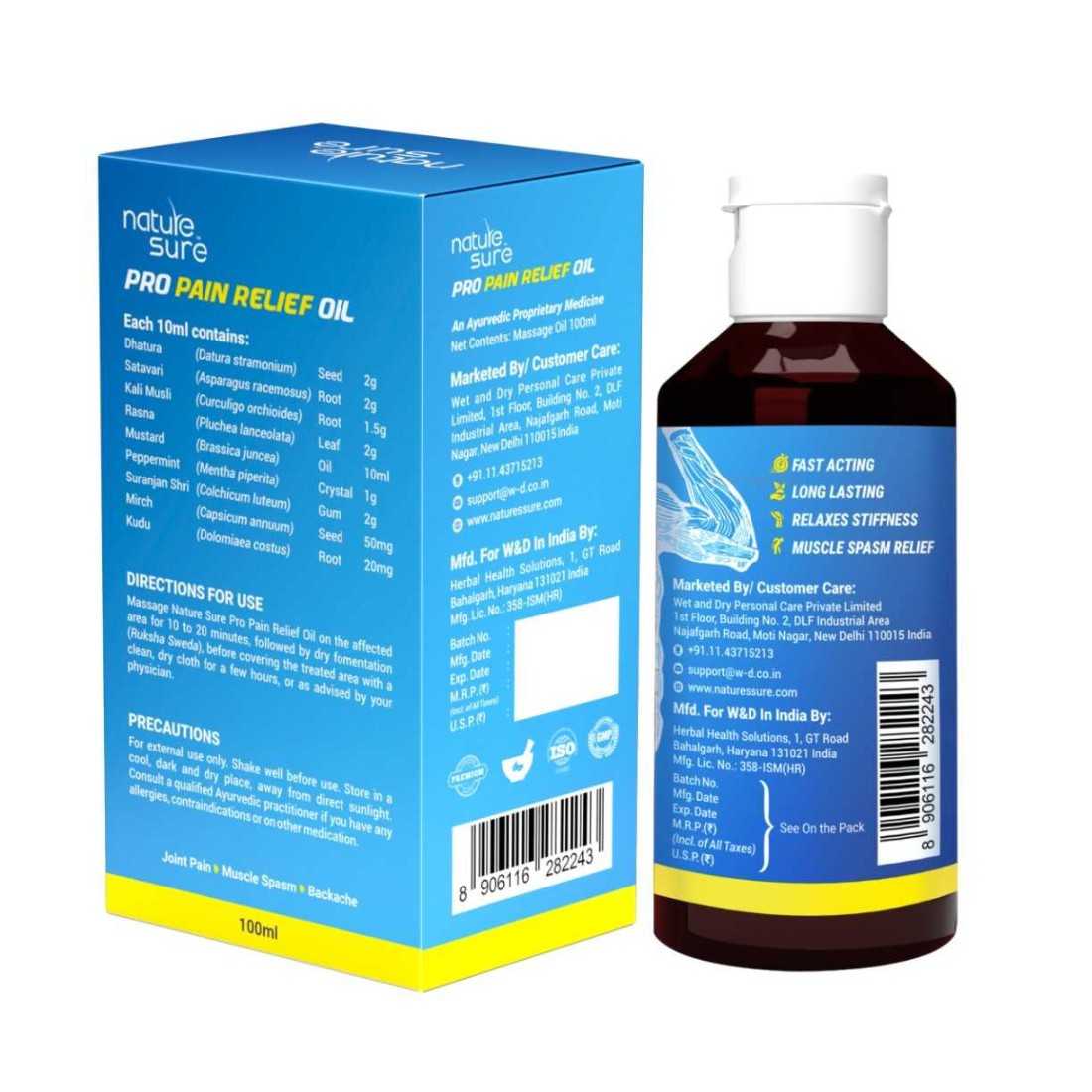 Nature Sure Pro Pain Relief Oil Ayurvedic Formula for Joint Pain, Muscle Spasm and Backache - 100ml - Image 9