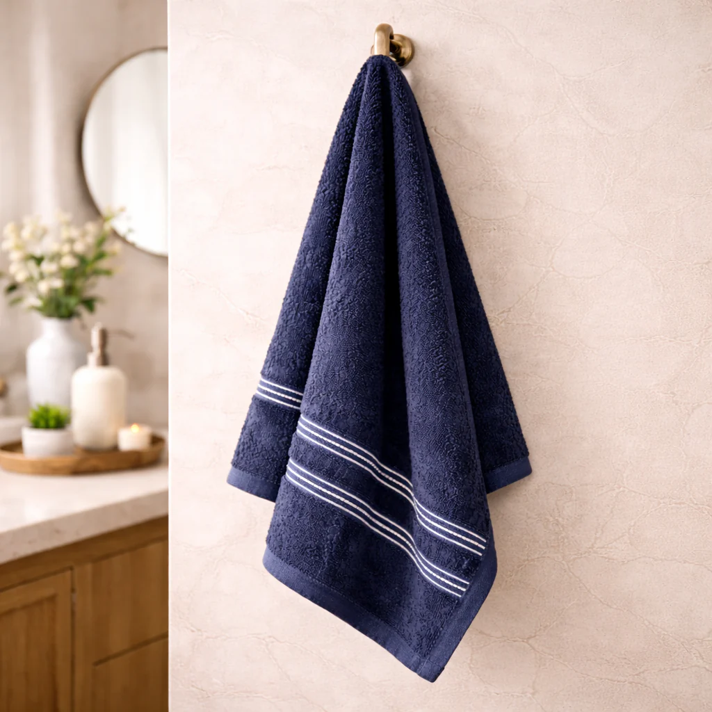 Navy Blue Bath Towel – Soft Cotton Towel | Highly Absorbent & Quick Dry | Premium Bathroom Towel | Skin-Friendly & Durable | - Image 3