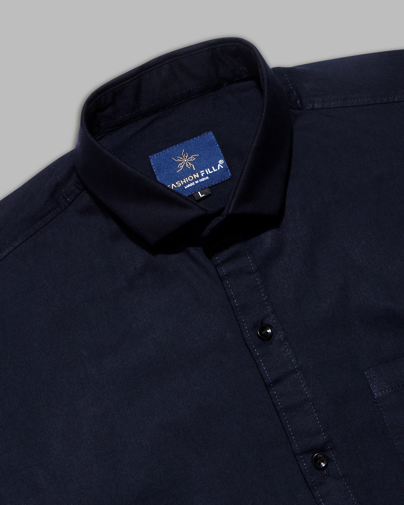 Navy Blue Super Soft Black Button Premium Cotton Shirt