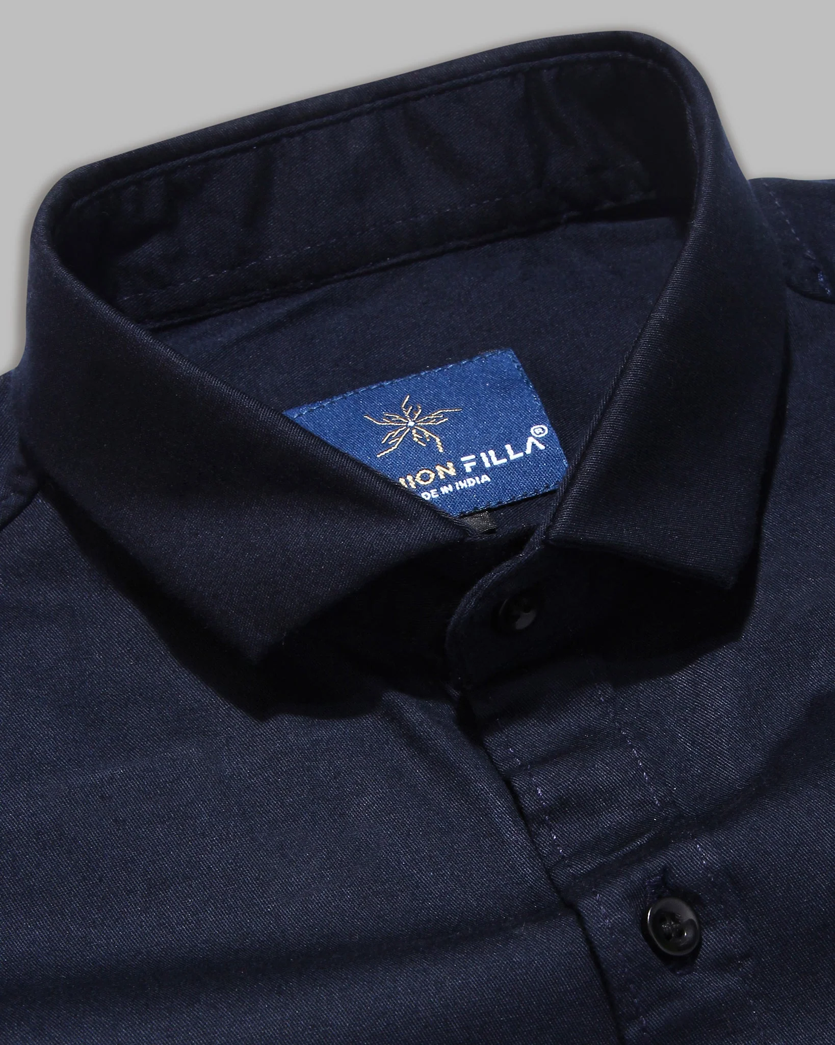 Navy Blue Super Soft Black Button Premium Cotton Shirt - Image 4