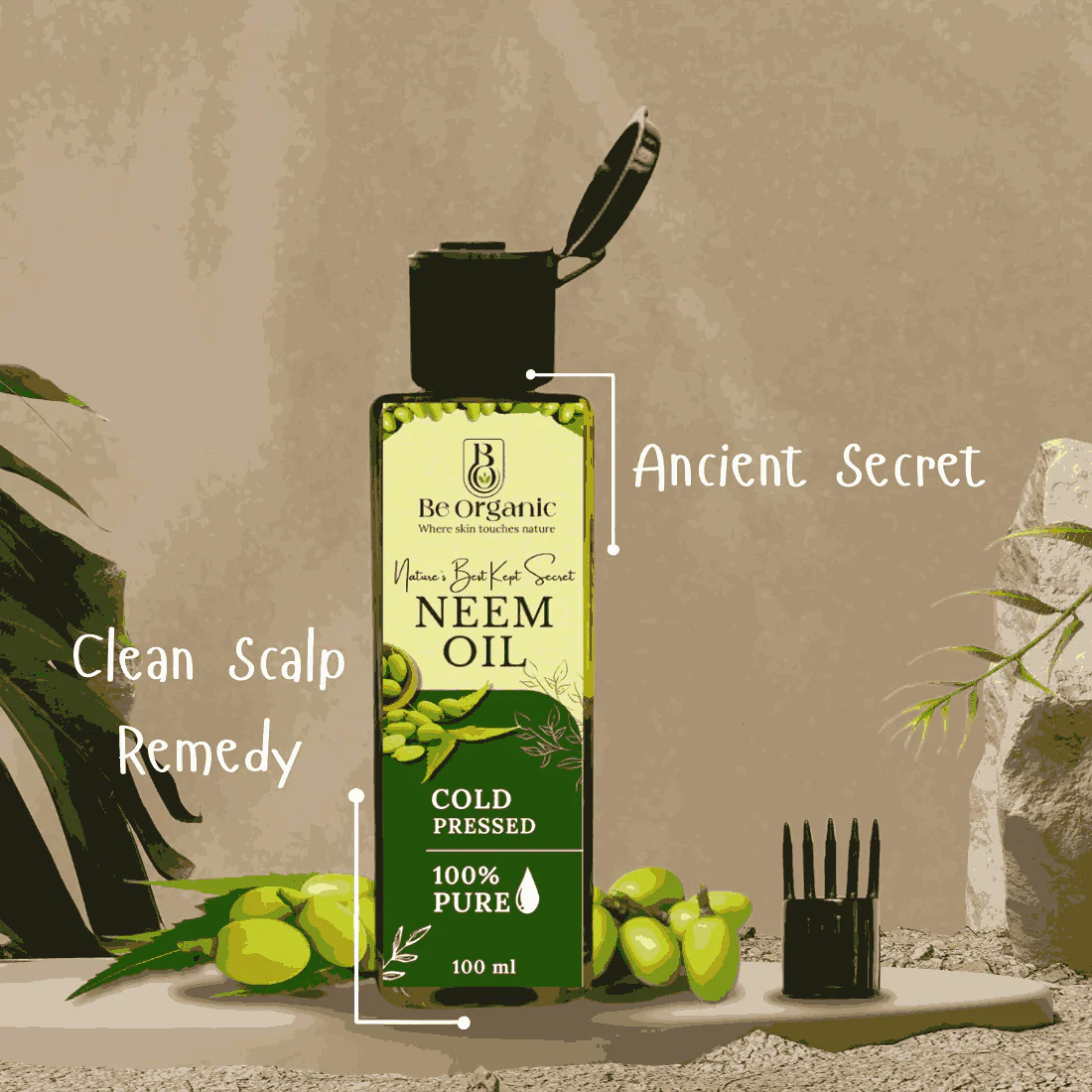 Neem Handle Comb + Virgin Coconut Oil + Neem Oil | Natural Hair Care Products - Image 5