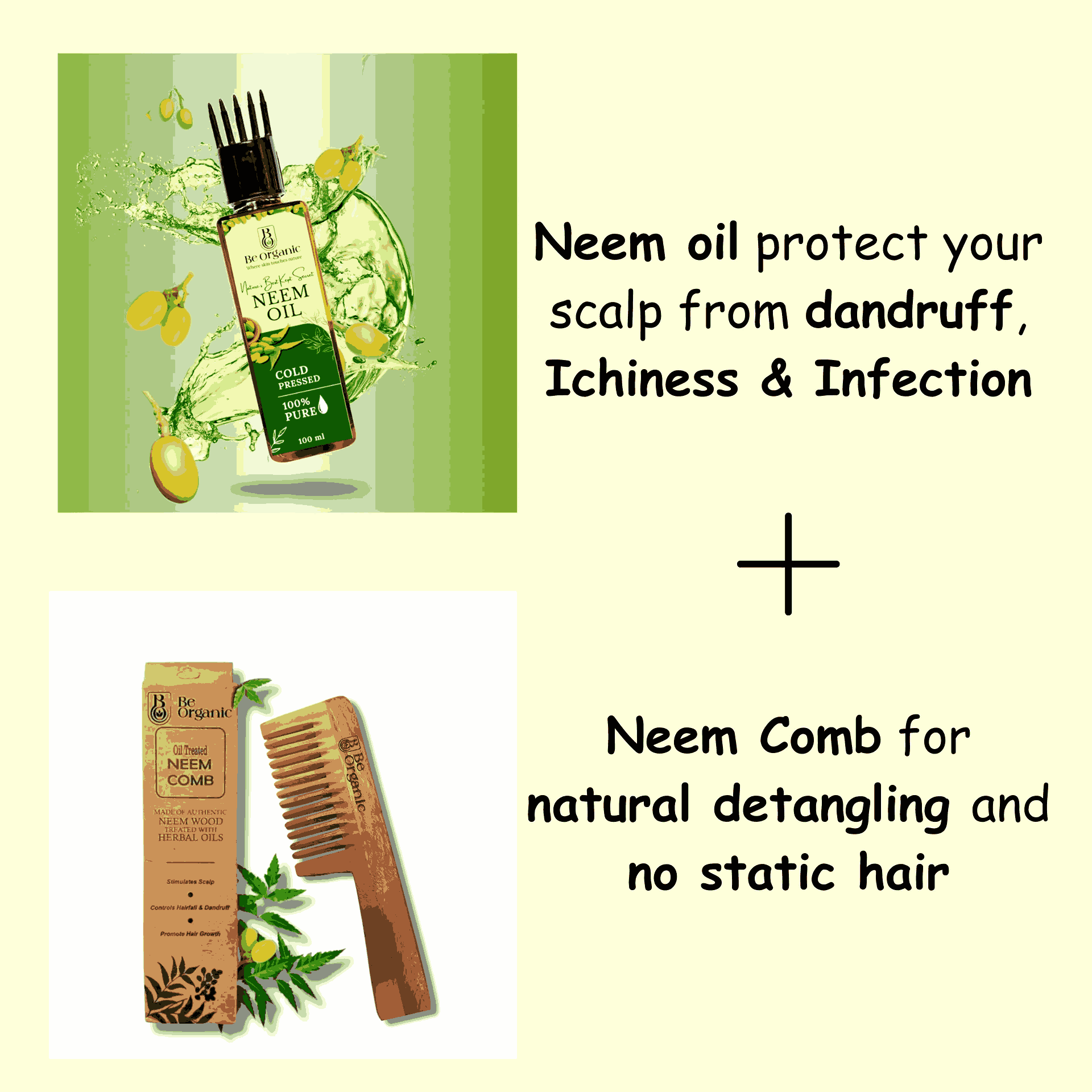 Neem Oil & Neem Comb Combo – Natural Hair & Scalp Care | Be Organic - Image 3