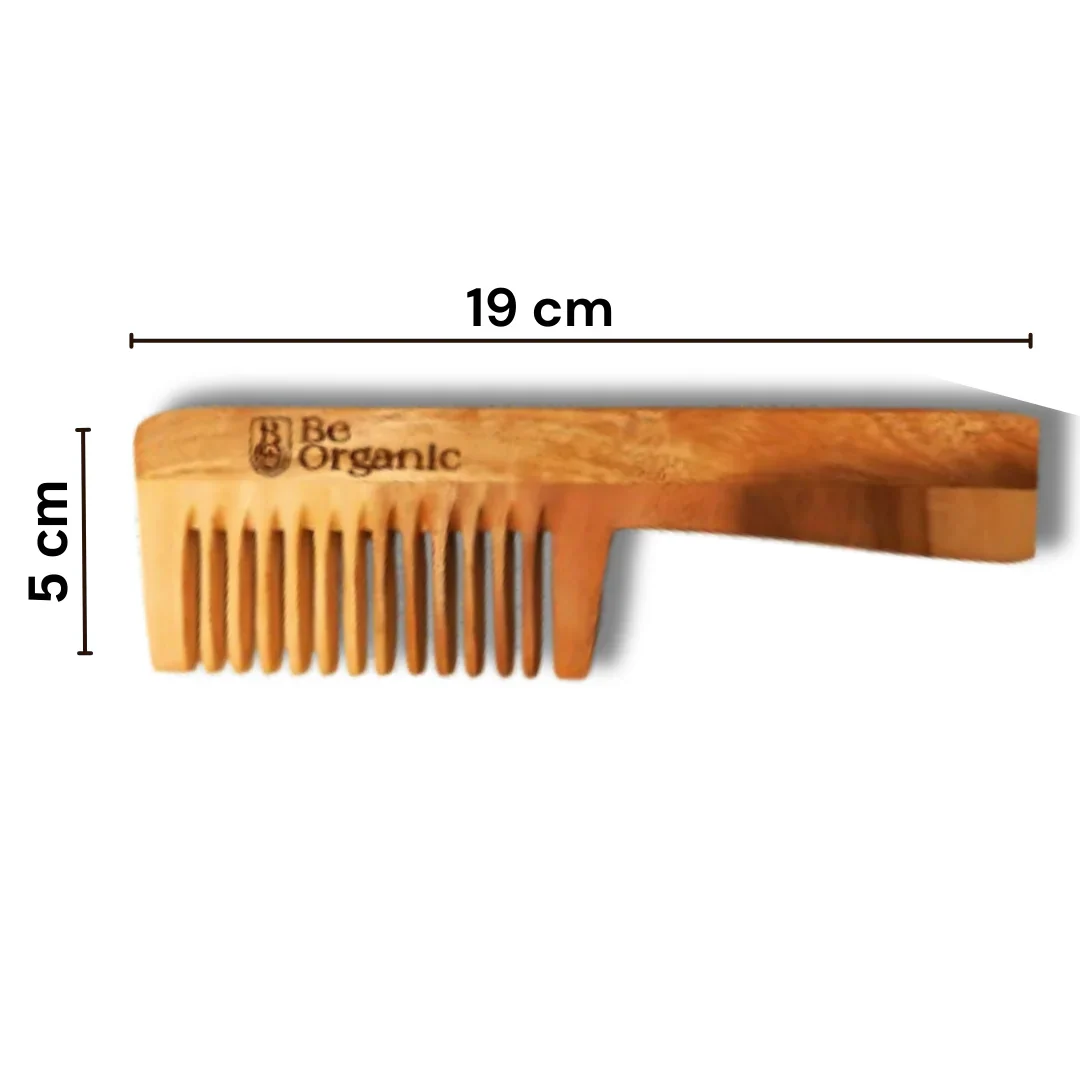 Neem Wood Comb – Wide Tooth Handle Comb | Anti-Frizz & Hair Fall Control - Image 4