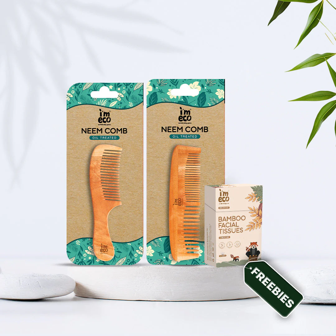 Neem Wood Dual-Tooth Comb & Wide-Tooth Comb with Free 1 Pocket Tissue Pack – Organic Care Combo - Image 21