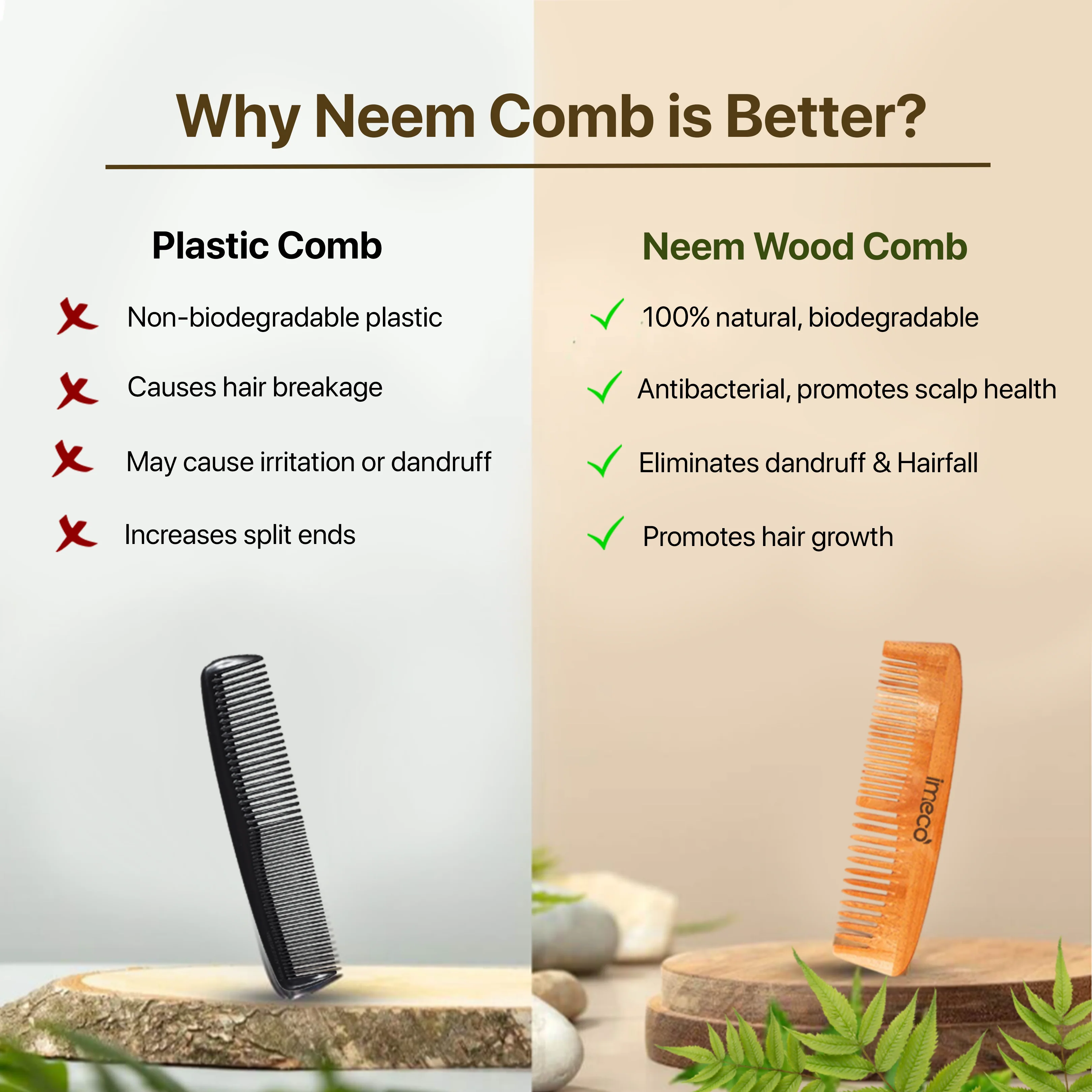 Neem Wood Dual-Tooth Comb & Wide-Tooth Comb with Free 1 Pocket Tissue Pack – Organic Care Combo - Image 7