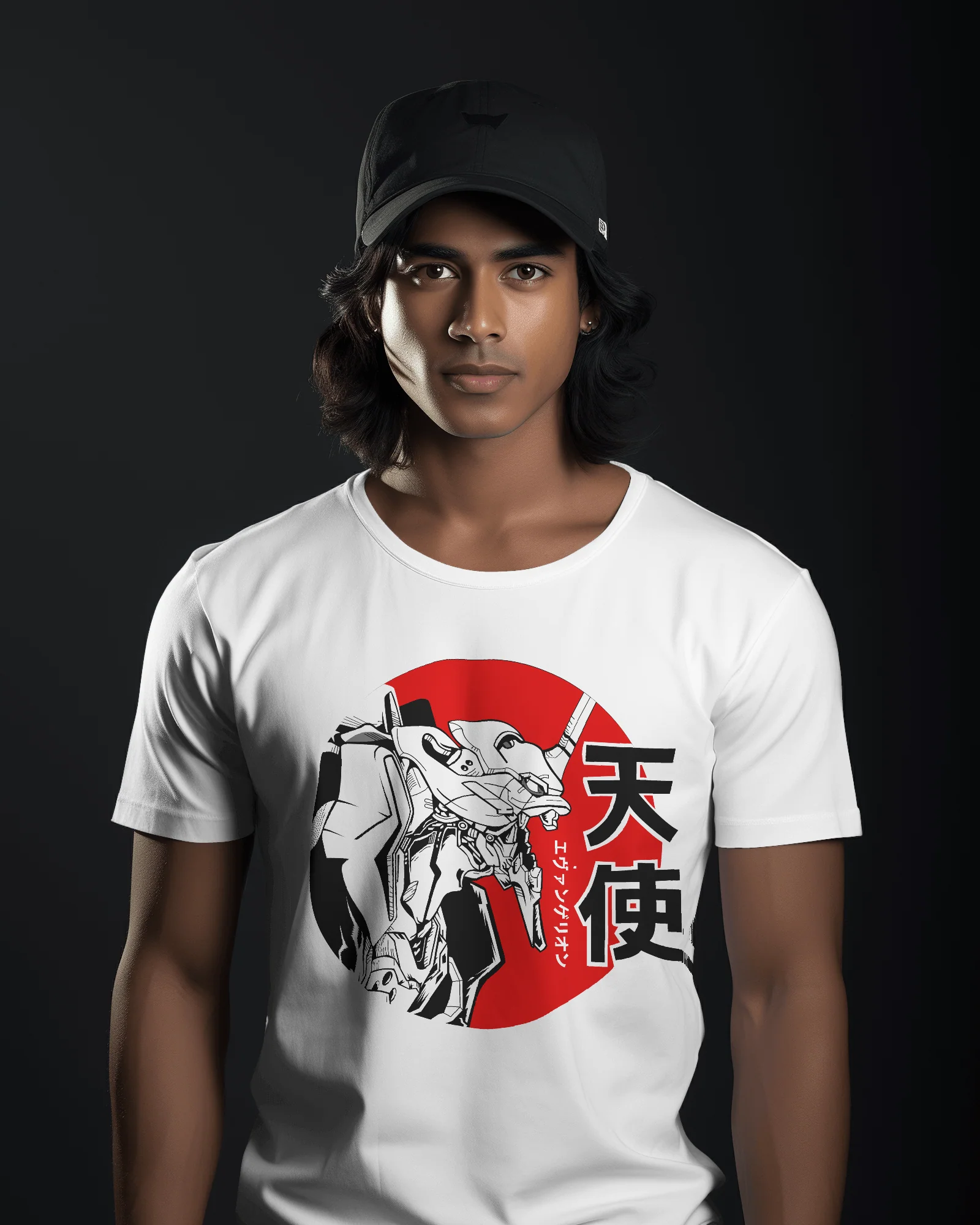Neon Genesis Evangelion Mecha Red Sun Graphic T-Shirt – White - Image 2