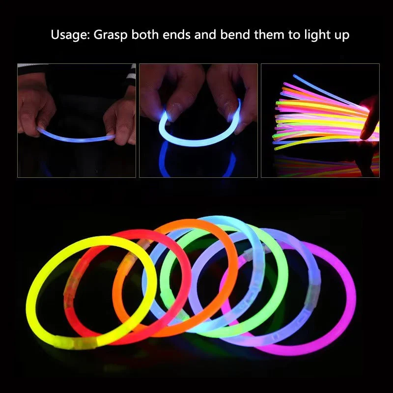 Neon Glow sticks Glow-in-the-dark accessories for parties nightclubs pack of 100 - Image 3