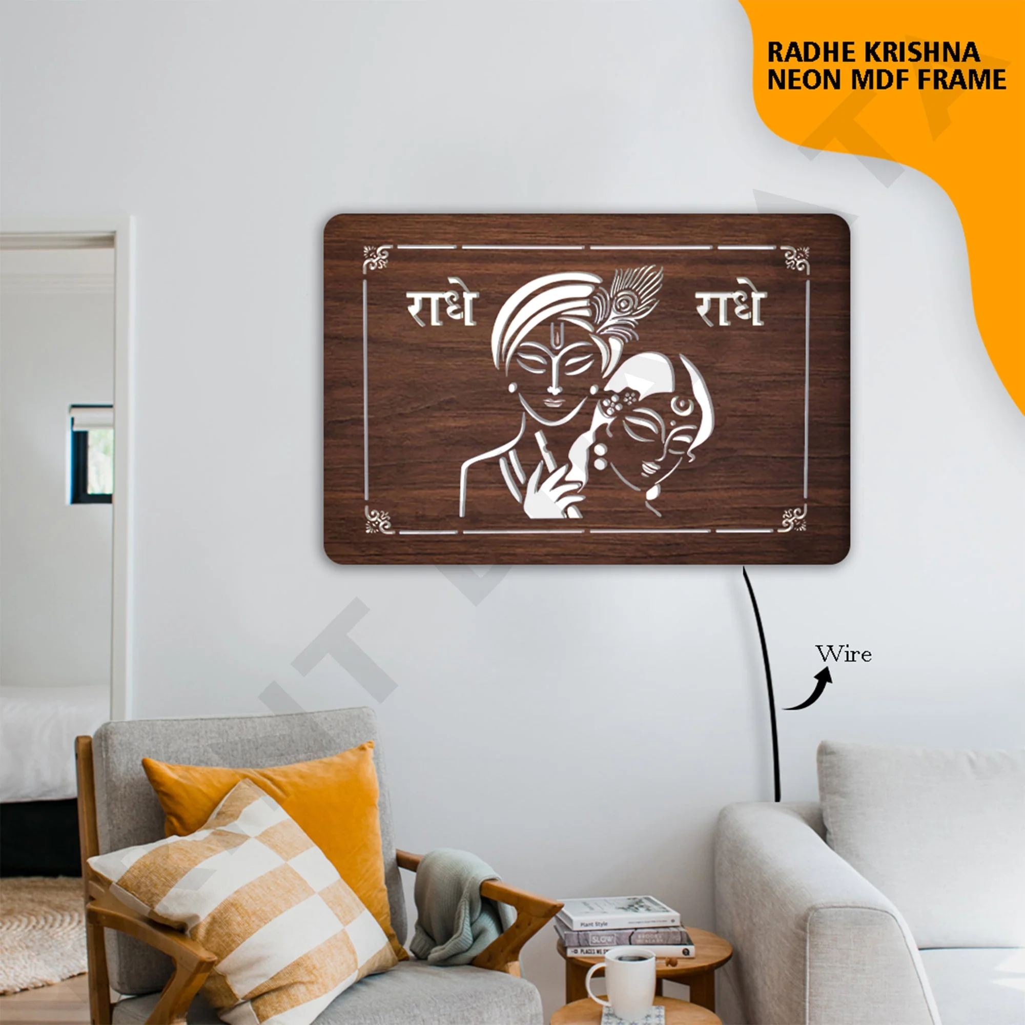 Neon MDf Radhe Krishna Frame - Image 2