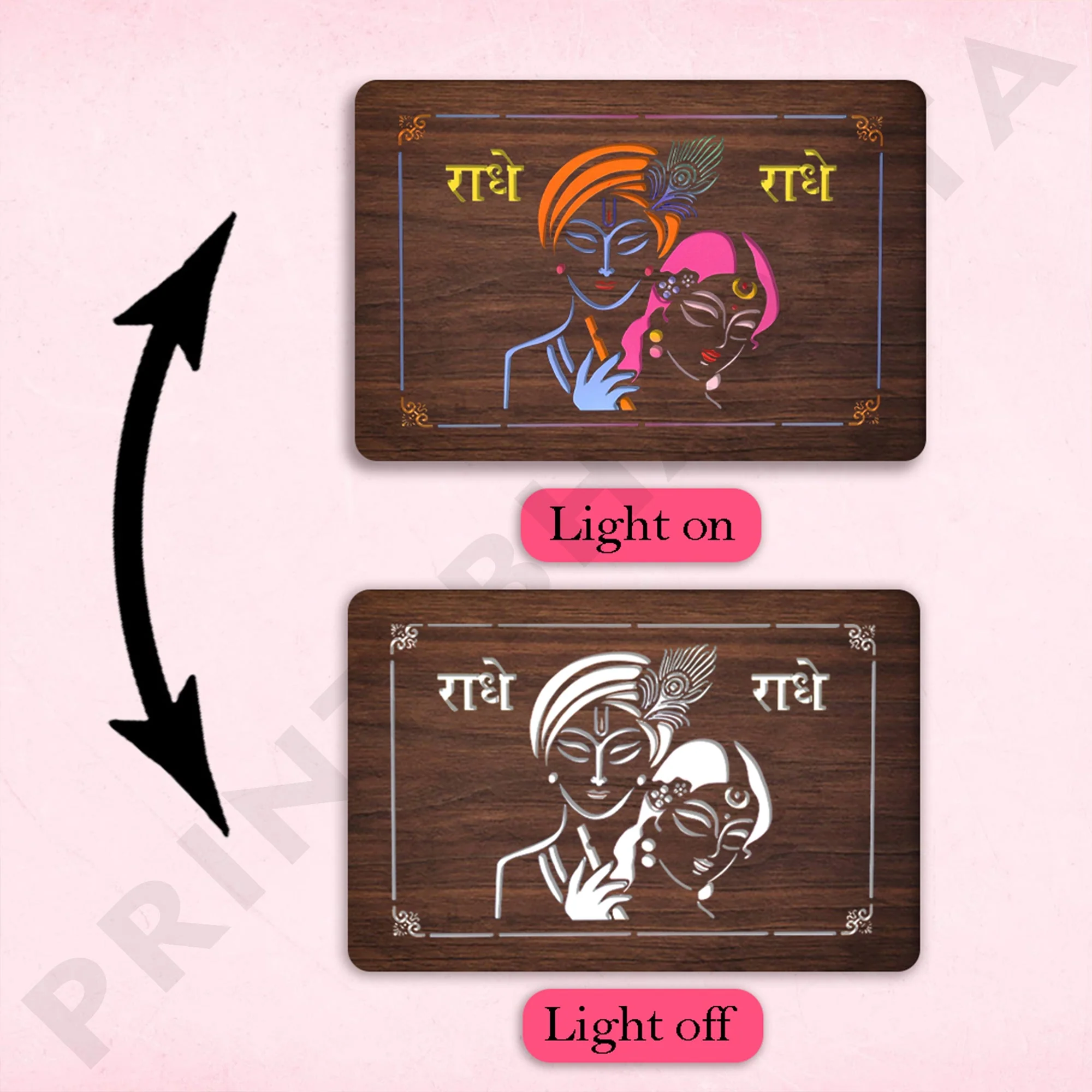 Neon MDf Radhe Krishna Frame - Image 3