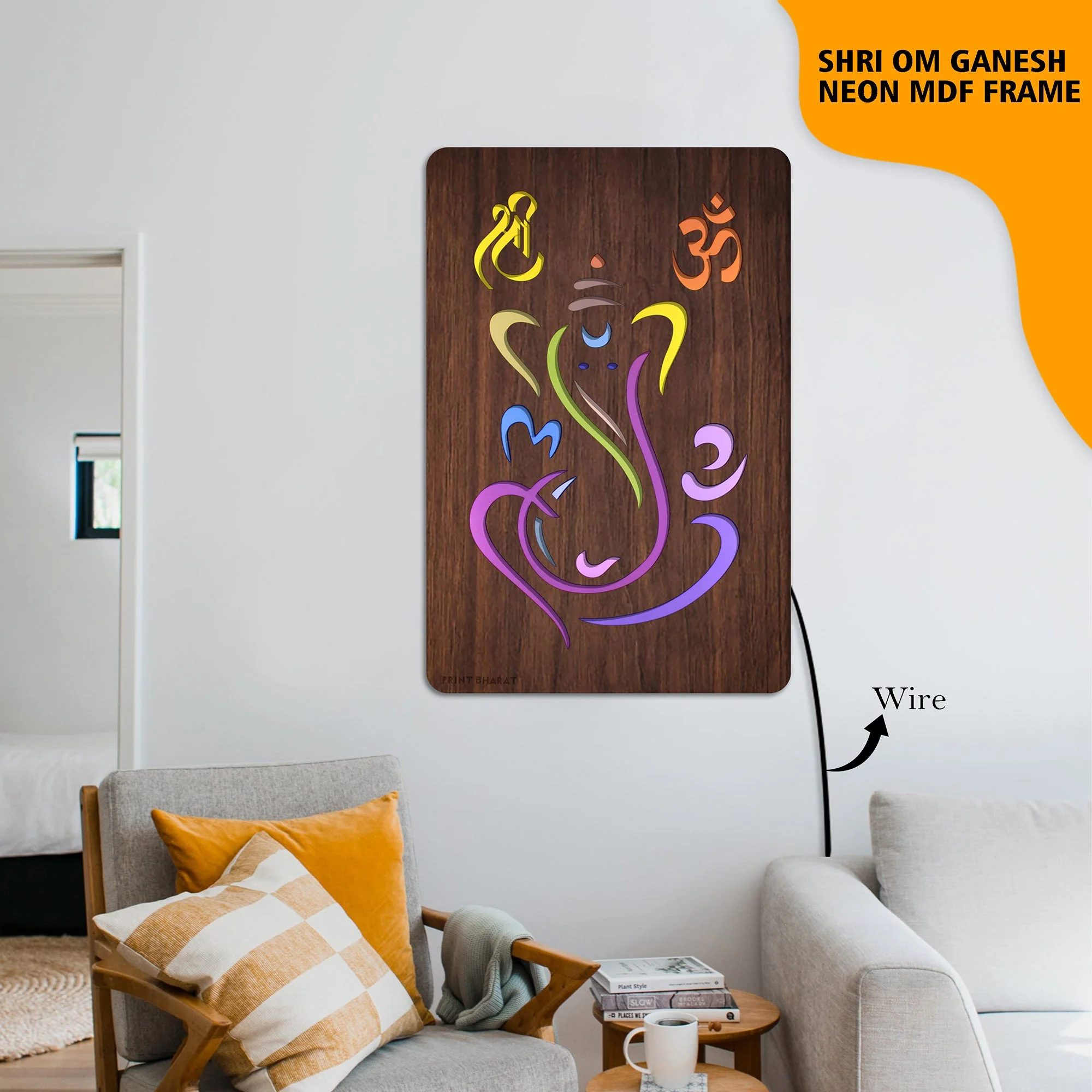 Neon MDF Shri Ganesh ji Frame
